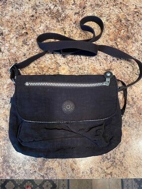 Kipling Black Nylon Small Crossbody with Round Logo